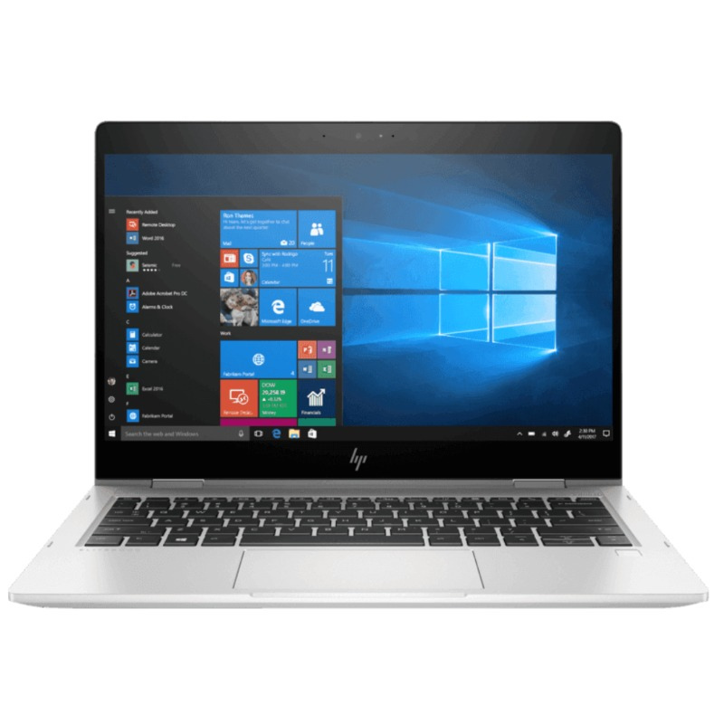 HP EliteBook 830 G6 Core i5 touchscreen laptop, open to show the responsive display and keyboard
