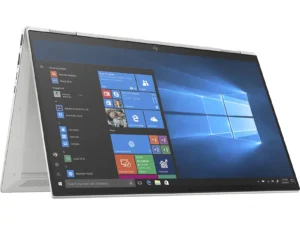 HP EliteBook x360 1030 G7 2-in-1 laptop in tablet mode showing the touchscreen.
